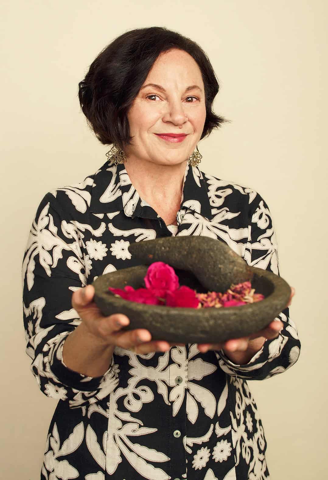 Glynnis with mortar and pestle